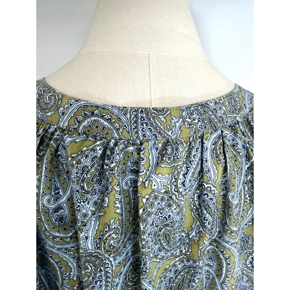 Lands End Tunic Shirt Top Womens XL 18 Paisley Green Blue Long Sleeve Boho - Picture 9 of 15